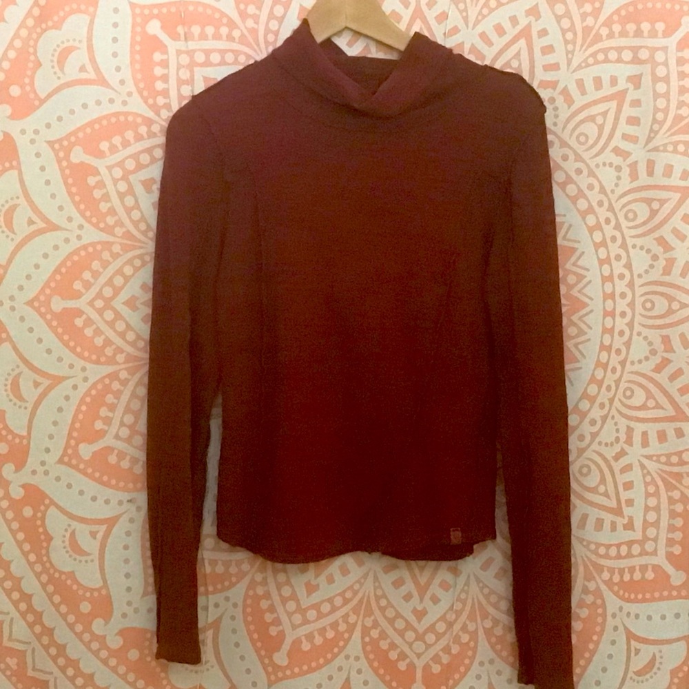 We The Free Red Cowl Turtleneck cotton top